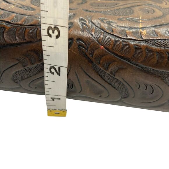 Tooled Leather Purse Boho Western Womens Brown Inner Pockets Crossbody Handbag - Picture 11 of 16